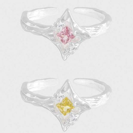 Irregular CZ Star Adjustable Sterling Silver Ring
