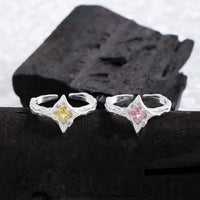 Irregular Crystal Star Adjustable Sterling Silver Ring