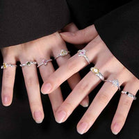 Irregular Crystal Star Adjustable Sterling Silver Ring