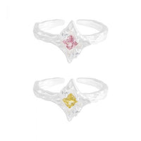 Irregular Crystal Star Adjustable Sterling Silver Ring