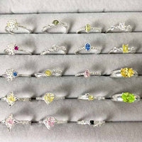 Oval Crystal Adjustable 925 Sterling Silver Ring