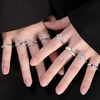 Oval Crystal Adjustable 925 Sterling Silver Ring