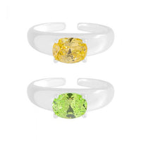 Oval Crystal Adjustable 925 Sterling Silver Ring