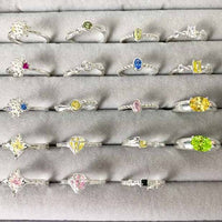 Baguette Crystal Heart Adjustable 925 Sterling Silver Ring