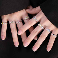 Baguette Crystal Heart Adjustable 925 Sterling Silver Ring