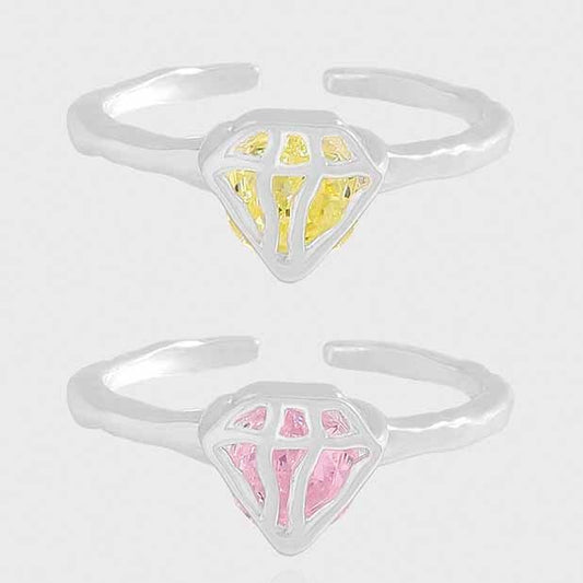 Irregular Trillion CZ Sterling Silver Adjustable Ring