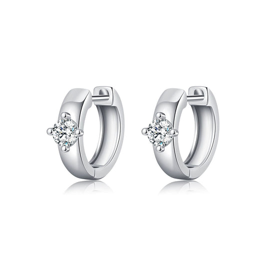 U-Shaped Moissanite Hoop Earrings in S925 Sterling Silver