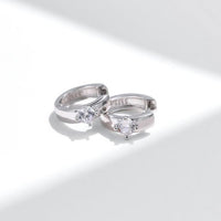 U-Shaped Moissanite Hoop Earrings in S925 Sterling Silver