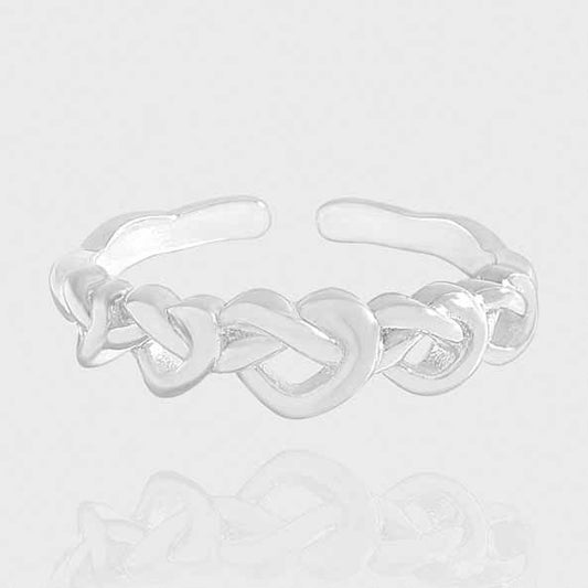 Weaving Hollow Heart 925 Sterling Silver Adjustable Ring