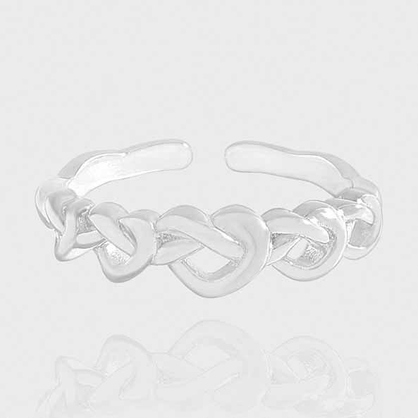 Weaving Hollow Heart 925 Sterling Silver Adjustable Ring