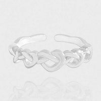 Weaving Hollow Heart 925 Sterling Silver Adjustable Ring