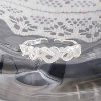 Weaving Hollow Heart 925 Sterling Silver Adjustable Ring