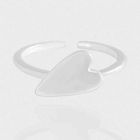 Honey Moon Irregular Big Heart 925 Sterling Silver Adjustable Ring