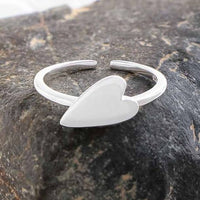 Honey Moon Irregular Big Heart 925 Sterling Silver Adjustable Ring