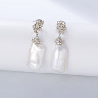 Sterling Silver Large Flower Baroque Pearl Earrings