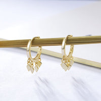 Gold Plated Tassel Huggie Hoop Earrings