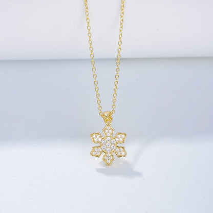Cubic Zirconia Snowflake Pendant Necklace