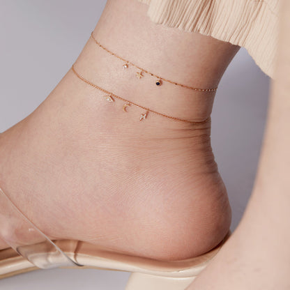 14K Solid Gold Diamond Evil Eye Charm