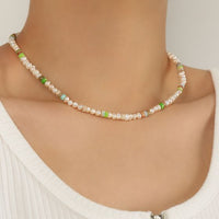 Resort Wind Natural Pearl Necklace, 925 Sterling Silver
