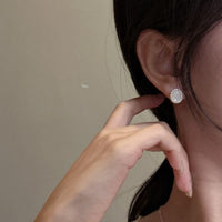 Oval Geometric Sterling Silver Stud Earrings