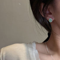 Oval Geometric Sterling Silver Stud Earrings