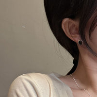 Oval Geometric Sterling Silver Stud Earrings