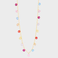 Colorful Round Crystal Necklace in 925 Sterling Silver
