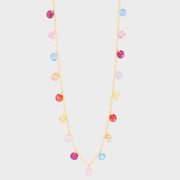 Colorful Round Crystal Necklace in 925 Sterling Silver