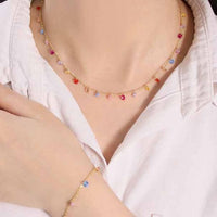 Colorful Round Crystal Necklace in 925 Sterling Silver