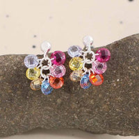 Colorful Crystal Grapes Drop Earrings in 925 Sterling Silver