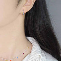 Colorful Crystal Grapes Drop Earrings in 925 Sterling Silver
