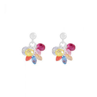 Colorful Crystal Grapes Drop Earrings in 925 Sterling Silver