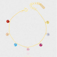 Colorful Round Cubic Zirconia 925 Sterling Silver Bracelet