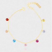 Colorful Round Cubic Zirconia 925 Sterling Silver Bracelet