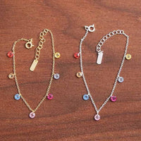 Colorful Round Cubic Zirconia 925 Sterling Silver Bracelet