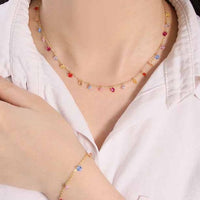 Colorful Round Cubic Zirconia 925 Sterling Silver Bracelet