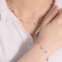 Colorful Round Cubic Zirconia 925 Sterling Silver Bracelet