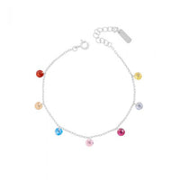 Colorful Round Cubic Zirconia 925 Sterling Silver Bracelet