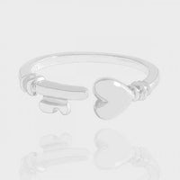 Honey Moon Heart Lock and Key Adjustable Ring