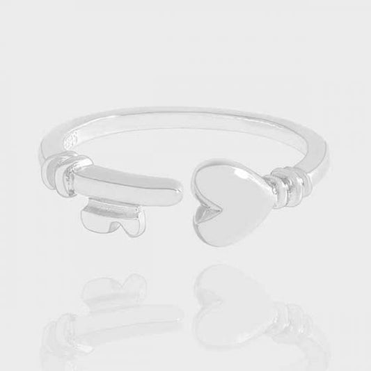 Honey Moon Heart Lock and Key Adjustable Ring
