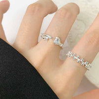 Honey Moon Heart Lock and Key Adjustable Ring