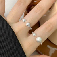 Double Irregular Ball Adjustable Ring, 925 Sterling Silver