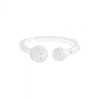 Double Irregular Ball Adjustable Ring, 925 Sterling Silver