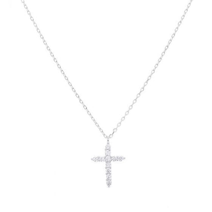 Cubic Zirconia Cross Pendant Necklace in 925 Sterling Silver