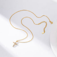 Cubic Zirconia Cross Pendant Necklace in 925 Sterling Silver