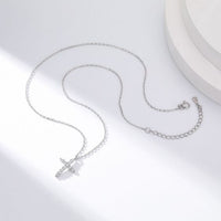 Cubic Zirconia Cross Pendant Necklace in 925 Sterling Silver