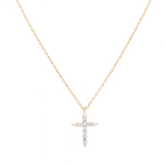 Cubic Zirconia Cross Pendant Necklace in 925 Sterling Silver
