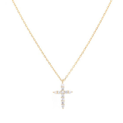 Cubic Zirconia Cross Pendant Necklace in 925 Sterling Silver