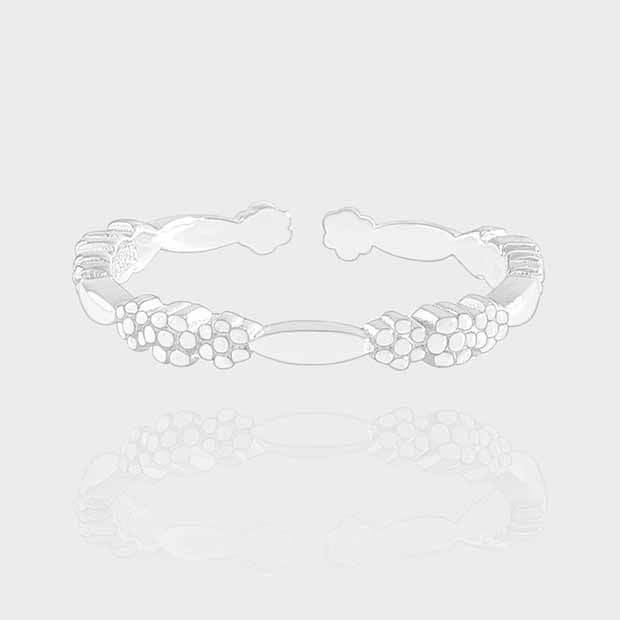 Sweet Flowers Oval Geometry Adjustable Stacker Ring