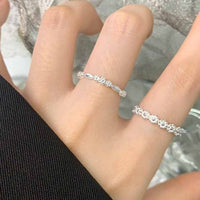 Sweet Flowers Oval Geometry Adjustable Stacker Ring